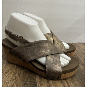 Boutique by corkys Teresa Size 9‎ Brown Distressed Wedge Comfort Sandal Shoe